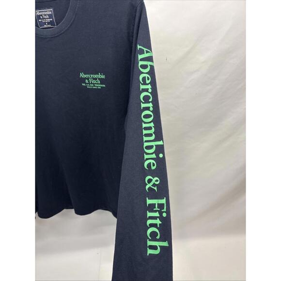 Abercrombie & Fitch Men's Medium, Black LS Shirt with Green Logos - Picture 4 of 6